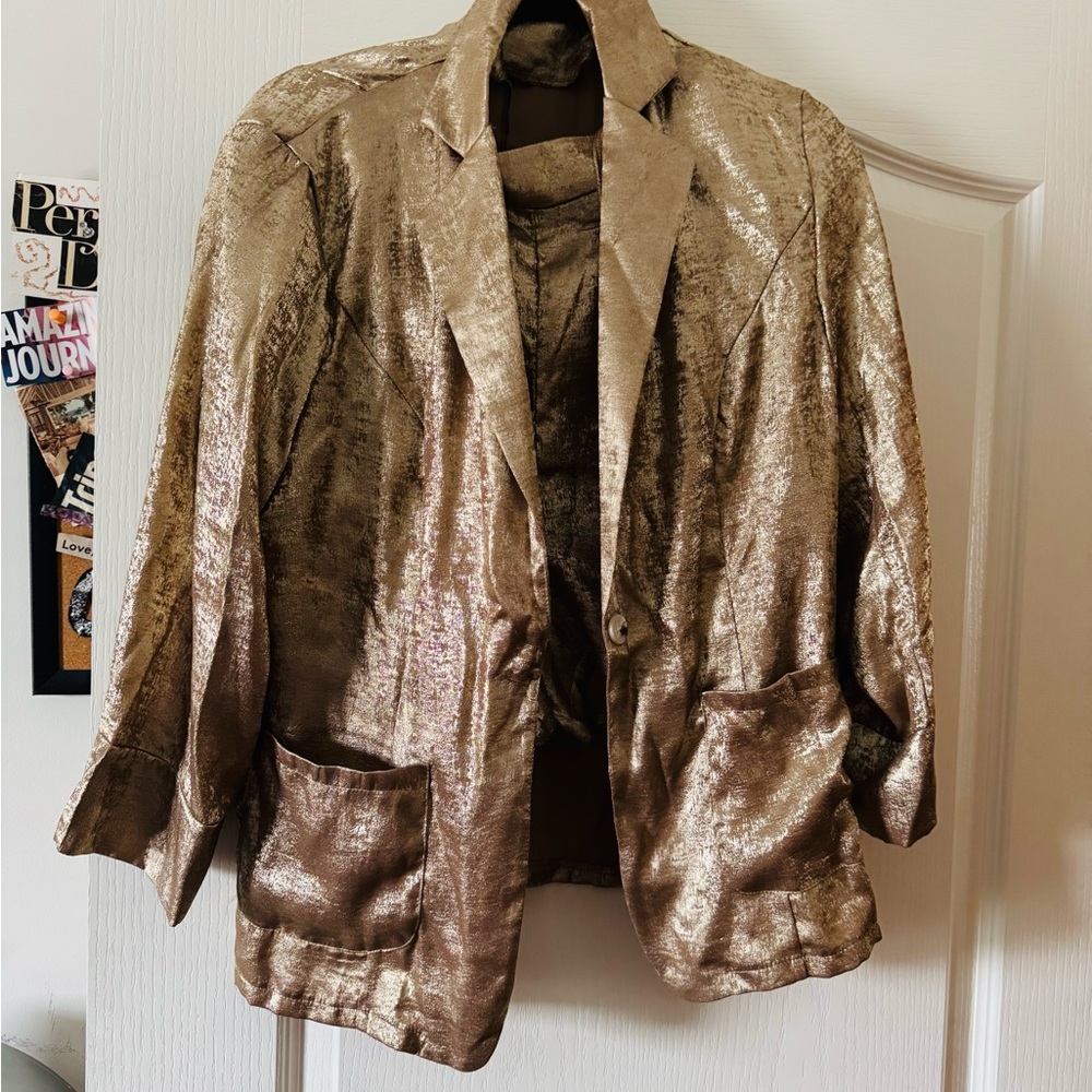 Glamorous Metallic Gold Blazer